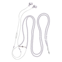 White Necklace Earphones with Microphone