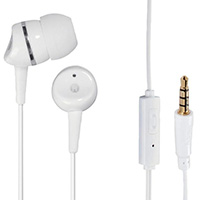 In-Ear Headphones, White with Inline Microphone