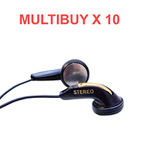 10 x School Black Water Resistant Stereo Earphones